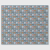 Papier Cadeau Chats mignons portant le motif en verre (Plat)