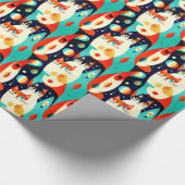 Papier Cadeau Chats modernes du milieu du siècle sur un Arrière (Coin)