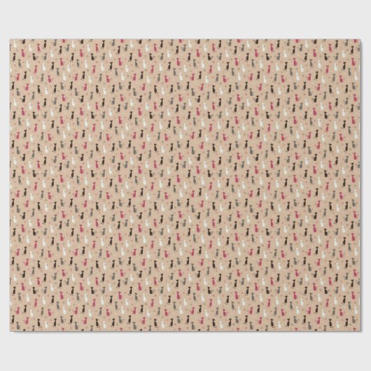 Papier Cadeau chats Motif rose (Plat)