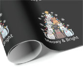 Papier Cadeau Chats Noël Arbre Meowy Bright Cute Xmas (Coin rond)