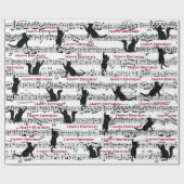 Papier Cadeau Chats Noirs Anniversaire Sur Partition (Plat)