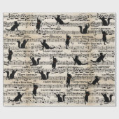 Papier Cadeau Chats Noirs Anniversaire Sur Partition (Plat)