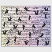 Papier Cadeau Chats Noirs Anniversaire Sur Partition (Plat)