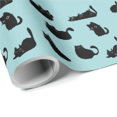 Papier Cadeau Chats noirs drôles (Coin rond)