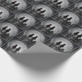 Papier Cadeau Chats noirs en clair de lune (Coin)