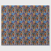 Papier Cadeau Chats noirs en costumes d'Halloween (Plat)