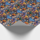 Papier Cadeau Chats noirs en costumes d'Halloween (Coin)