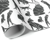 Papier Cadeau Chats noirs et blancs Anniversaire (Coin rond)