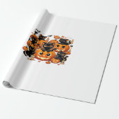 Papier Cadeau Chats noirs mignons dans des citrouilles Artwork d (Déroulé)