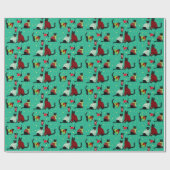 Papier Cadeau Chats noirs mignons en pulls de Noël (Plat)