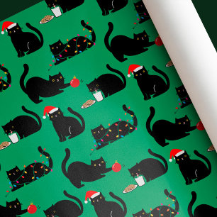 Papier Cadeau Chats noirs mignons Noël