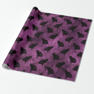 Papier Cadeau Chats noirs sur violet