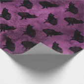 Papier Cadeau Chats noirs sur violet (Coin)