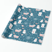 Papier Cadeau Chats, Oiseaux et Coeurs Enveloppement Papier (Déroulé)