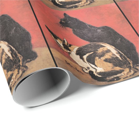 Papier Cadeau Chats, peinture fine d'art par Theophile Steinlen (Coin rond)