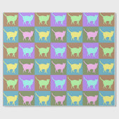 Papier Cadeau Chats Pop Art aux Couleurs Douces (Plat)