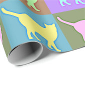 Papier Cadeau Chats Pop Art aux Couleurs Douces (Coin rond)