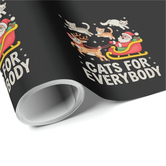 Papier Cadeau Chats pour tous Noël Père Noël Chat Noël Amateurs (Coin rond)