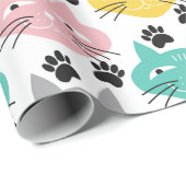 Papier Cadeau Chats rétro colorés (Coin rond)