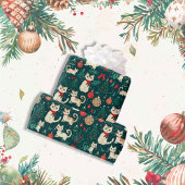 Papier Cadeau Chats rétro mignons à Noël noir