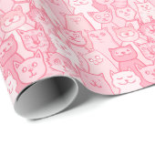 Papier Cadeau Chats Roses, Motif Adorable Sans Seamless. (Coin rond)