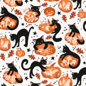 Papier Cadeau Chats sculptant des Citrouilles Jack-o'lanterne d'