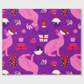 Papier Cadeau chats sphynx de Noël père Noël sphinx rose (Plat)