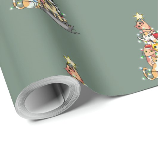 Papier Cadeau Chats stylés en Pine Tree (Coin rond)