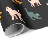 Papier Cadeau Chats sur le noir (Coin rond)
