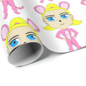 Papier Cadeau chatte rose (Coin rond)