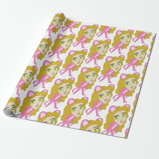 Papier Cadeau chatte rose (Déroulé)