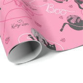 Papier Cadeau Chatte rose chaud amour chatons chatons et fils (Coin rond)