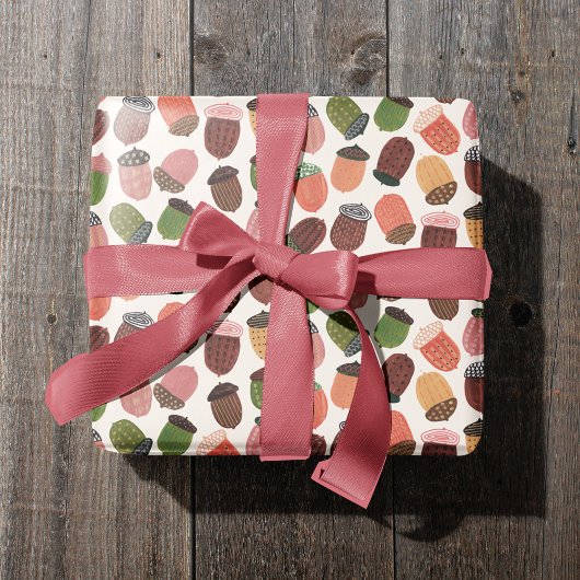 Papier Cadeau Chaud automne Chaud blanc automne Acorn