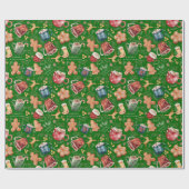 Papier Cadeau Chaud cacao pain d'épices Cookies Noël rustique (Plat)