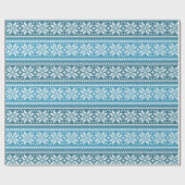 Papier Cadeau Chaud doux Noël Bleu Flocon de neige hiver (Plat)