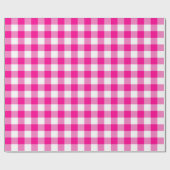 Papier Cadeau Chaud, rose et blanc, chèque plaid |Grand Motif| (Plat)
