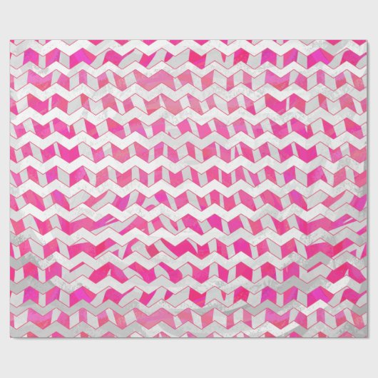 Papier Cadeau Chaud rose et blanc Chevron Zebra (Plat)