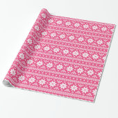 Papier Cadeau Chaud rose Fair Isle Motif de Noël (Déroulé)