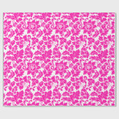 Papier Cadeau Chaud rose floral Damask (Plat)