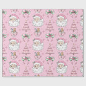 Papier Cadeau Chaud rose père Noël Bow (Plat)