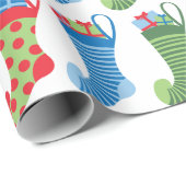 Papier Cadeau Chaussettes de Noël (Coin rond)