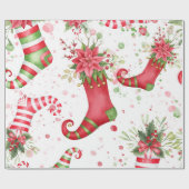 Papier Cadeau Chaussettes Père Noël de Noël grandes (Plat)