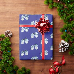 Papier Cadeau Chaussons bébé Bohème bleus