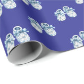 Papier Cadeau Chaussons bébé Bohème bleus (Coin rond)