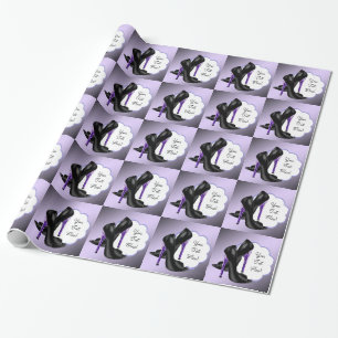Papier Cadeau Chaussure à Talons Hauts Léopard Vio