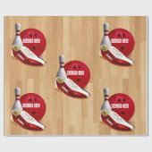 Papier Cadeau Chaussure de boule de bowling et Pin avec votre (Plat)