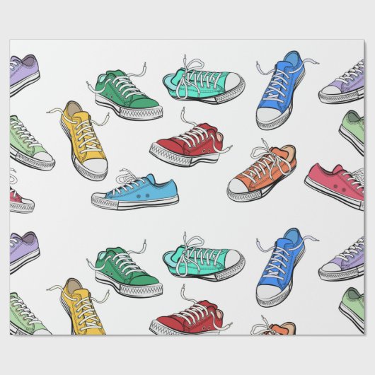 Papier Cadeau Chaussure de course aquarelle (Plat)