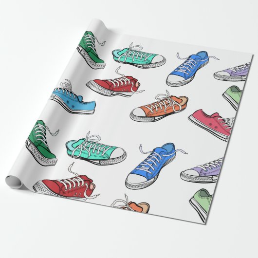 Papier Cadeau Chaussure de course aquarelle (Déroulé)