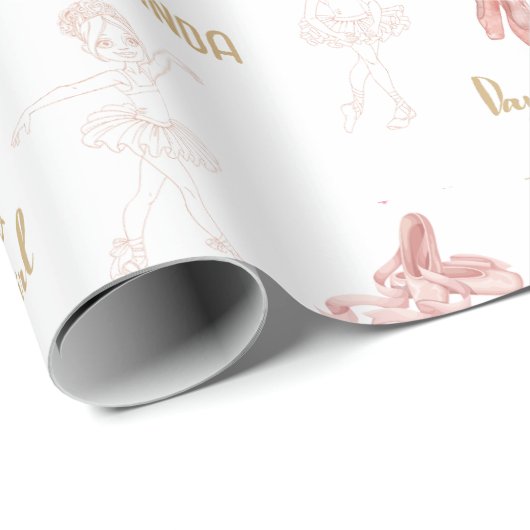 Papier Cadeau Chaussure rose Girl Pastel Ballerina (Coin rond)
