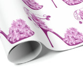 Papier Cadeau Chaussures à talon rose floral (Coin rond)